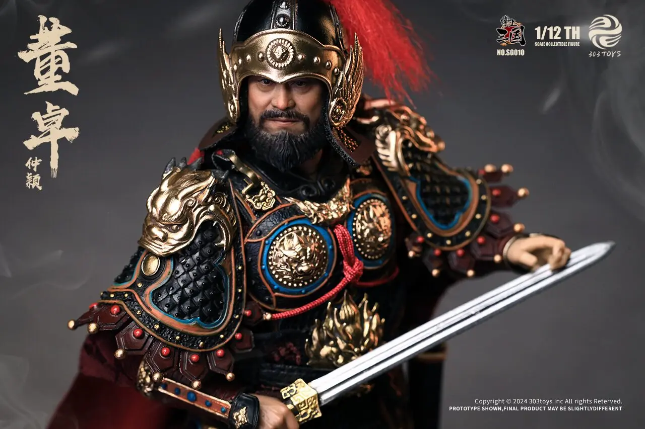 Фото Коллекционная фигурка 303TOYS Дун Чжоу, масштаб 1/12, серия «Троецарствие», люкс-издание «Кавалеристы с флагами», ZHONGYING SG010 SG010B №5