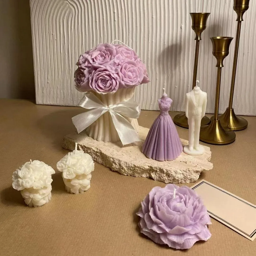 Силиконовая форма сделай сам для больших пионов букета в виде свечи силиконовая