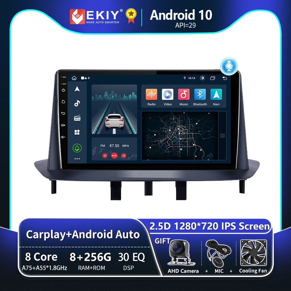 

Автомагнитола EKIY T8 мультимедийный видеопроигрыватель 2DIN с GPS 8 256 ГГц Android 10 для Renault Megane 3 Fluence 2008-2014