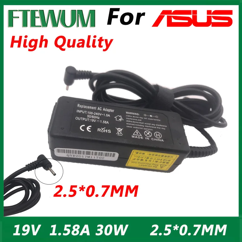 

Notebook Charger Adapter For ASUS EEE PC VX6, EEE PC 1215T 19V Laptop Power Supply 1.58A (30W) 2.5x0.7mm High Quality Brand New