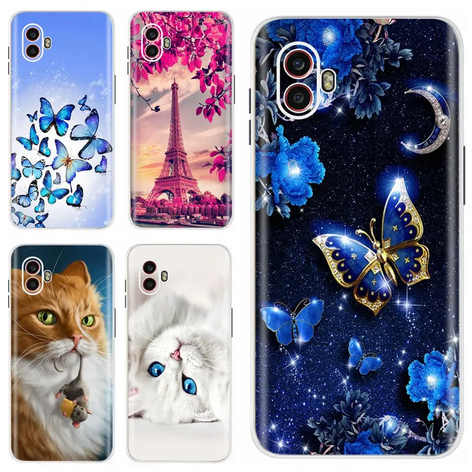 Чехол для Samsung Galaxy Xcover6 Pro, мягкий тонкий чехол для телефона с милым котиком и бабочкой, чехол для Smasung X cover6 Pro 6,6 дюйма