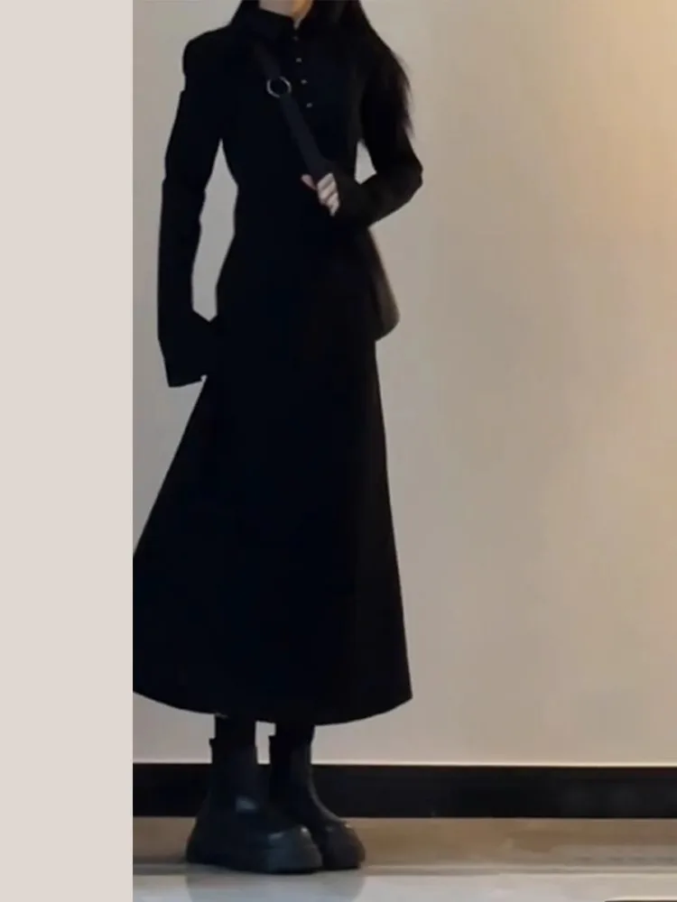French sle Hepburn Sle Black Long sleeve One piece Dress Women clothing 2024 New Early Autumn Korean Series Wear Long dre...