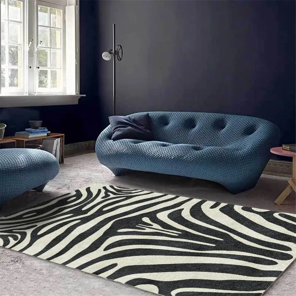 

Modern Luxury Zebra Pattern Carpet Living Room Kitchen Runner Floor Mat Animal Printed Bedroom Area Rug Nordic Style Bedside Rug