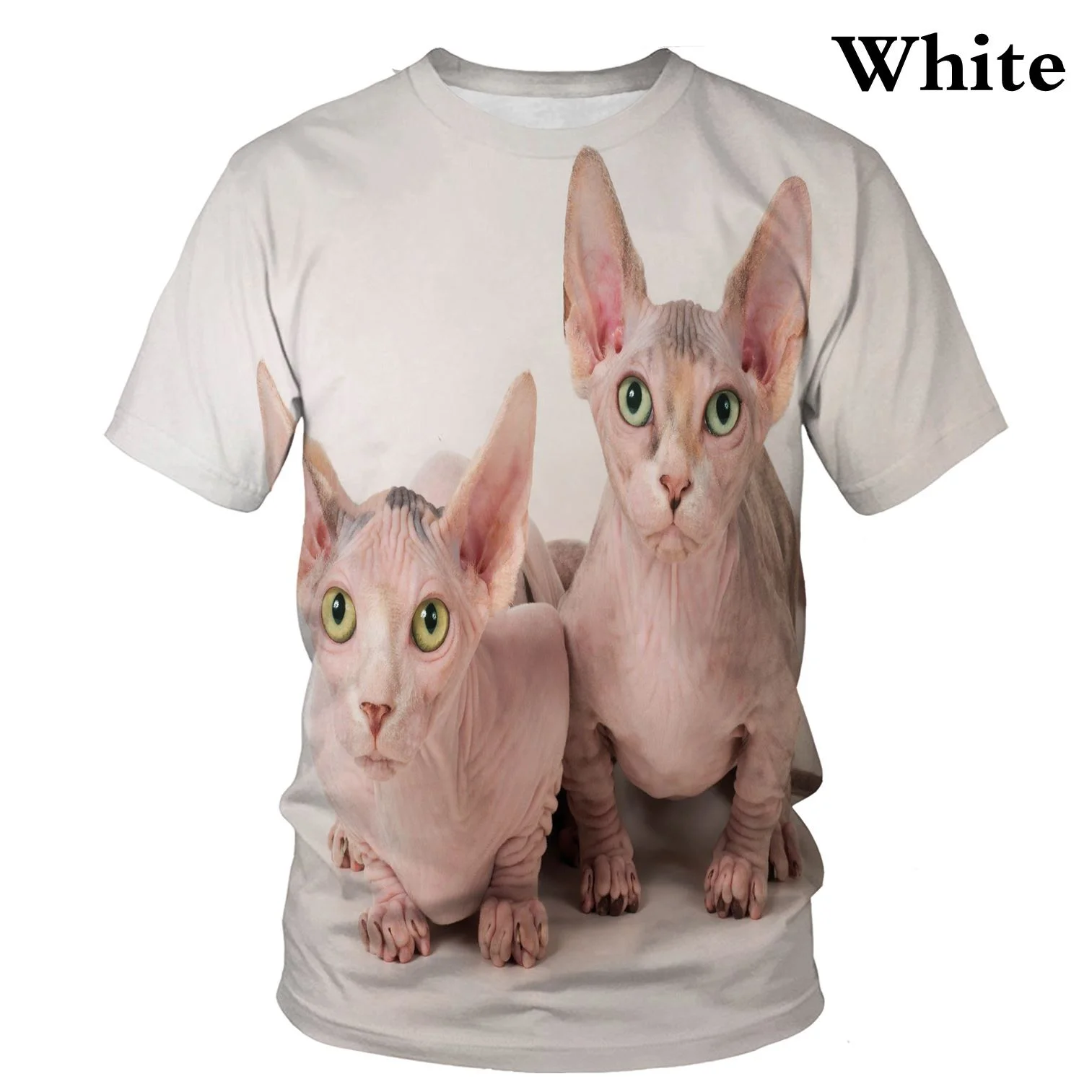 

Summer Fashion New Cute Sphynx Cats 3D Print Casual T Shirt Fashion Men Women Short Sleeve Top
