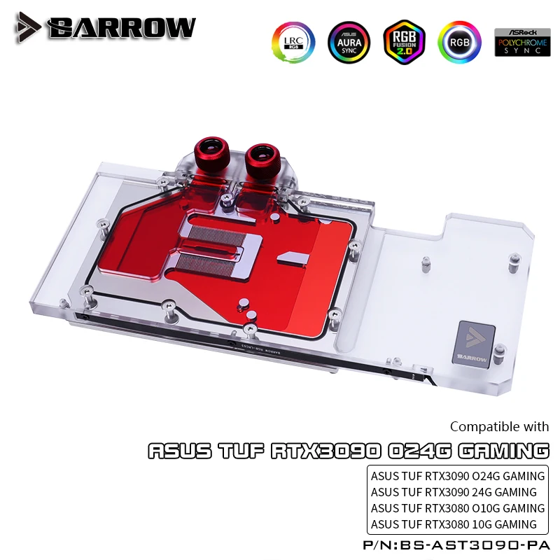 

Barrow RTX 3090 3080 GPU Water Cooling Block for ASUS TUF 3090/3080 Gaming,Full Cover 5v ARGB GPU Cooler, BS-AST3090-PA2