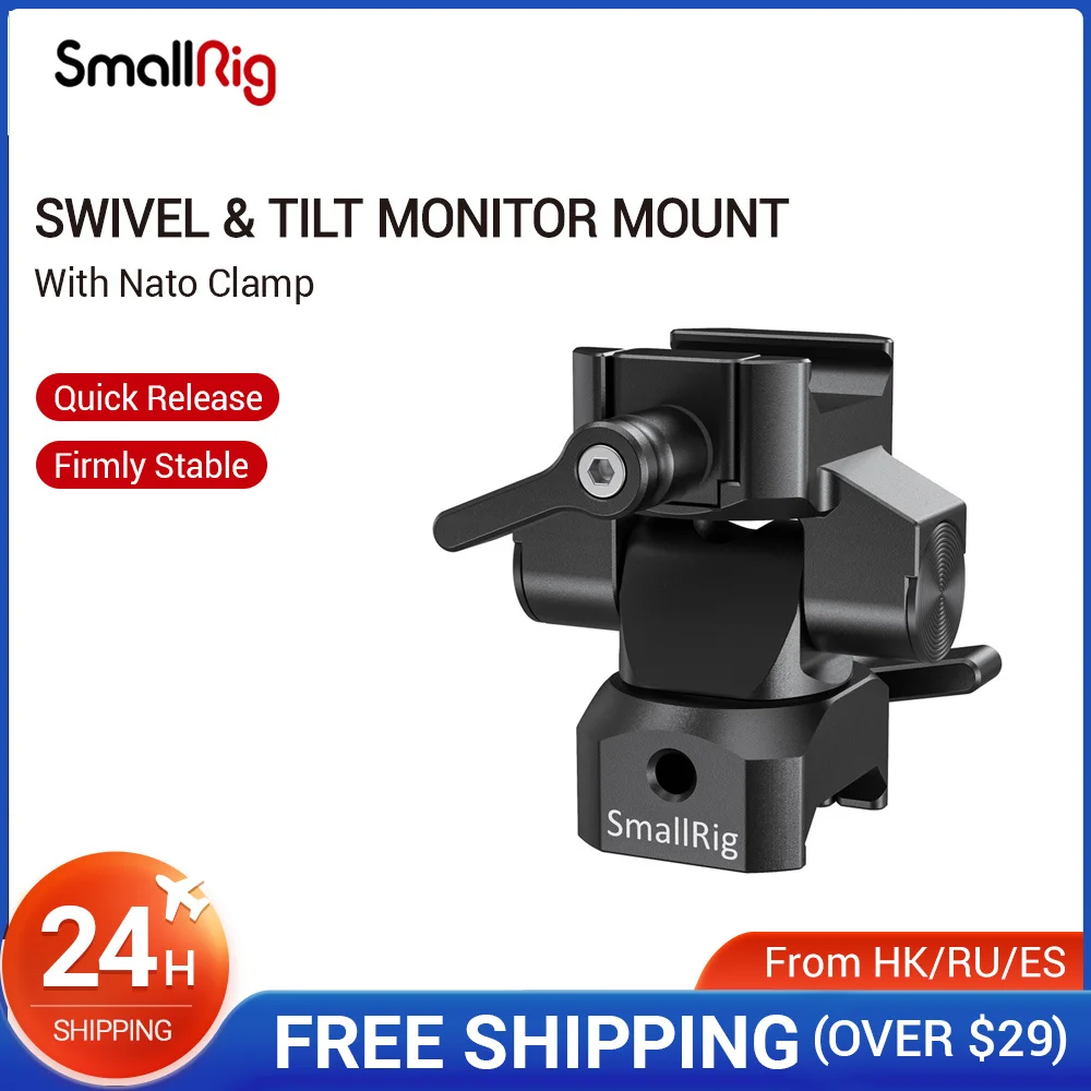

SmallRig Swivel and Tilt Monitor Mount with Nato Clamp（Both Sides）For 5”and 7” Screen Monitor EVF Mount - 2385