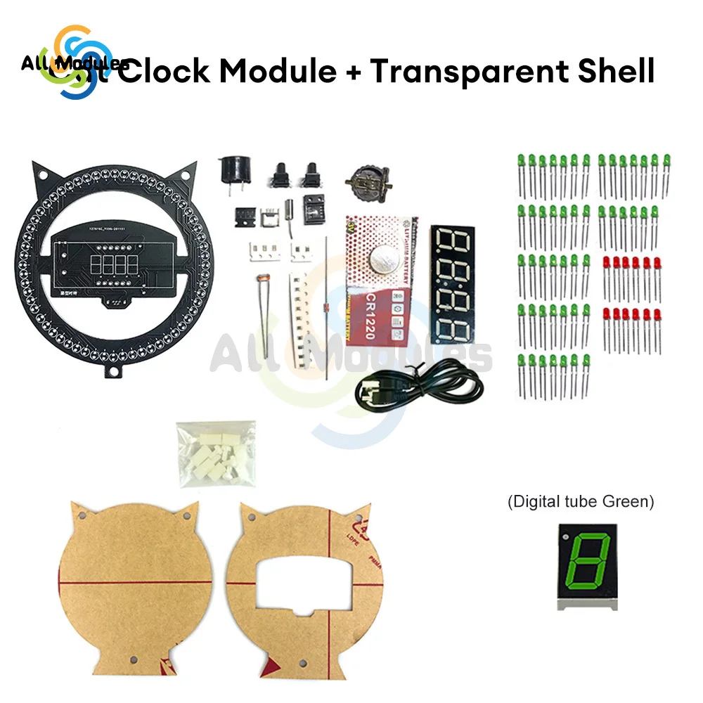 

Светодиодный Будильник, электронный сварочный набор, многофункциональные часы с котенком, оригинальная детская сборка с контролем температуры, Сварочная масса
