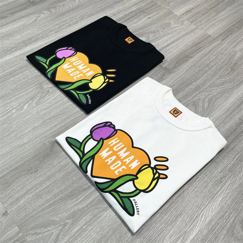

Hip Hop Tulip Printed Human Made T Shirt Men Women 1:1 Best Quality T-shirts Casual Tops Tee Kanye West