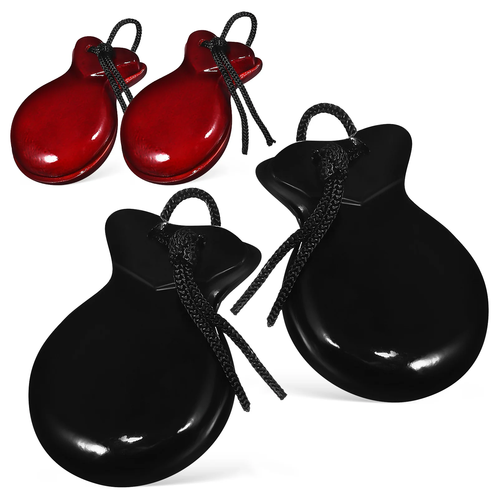 

2 Pairs Musical Toy Instruments Castanet Flapper Percussion Finger Castanets Wooden Small