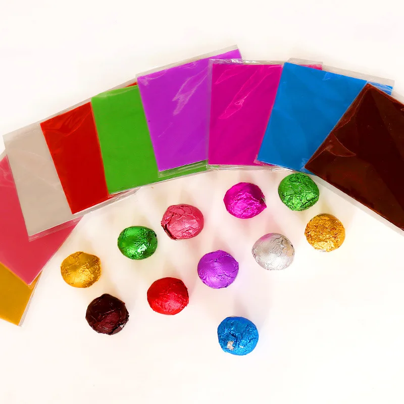 

8*8cm 100pcs Multi-color Food Aluminum Foil DIY Chocolate Candy Package Paper Wedding Party Candy Packaging