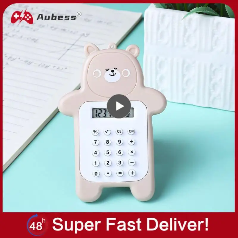 

With Silicone Pressing Buttons Hangable Scientific Calculator Portable Calculating Machine Bear Shape Calculator Student Cartoon
