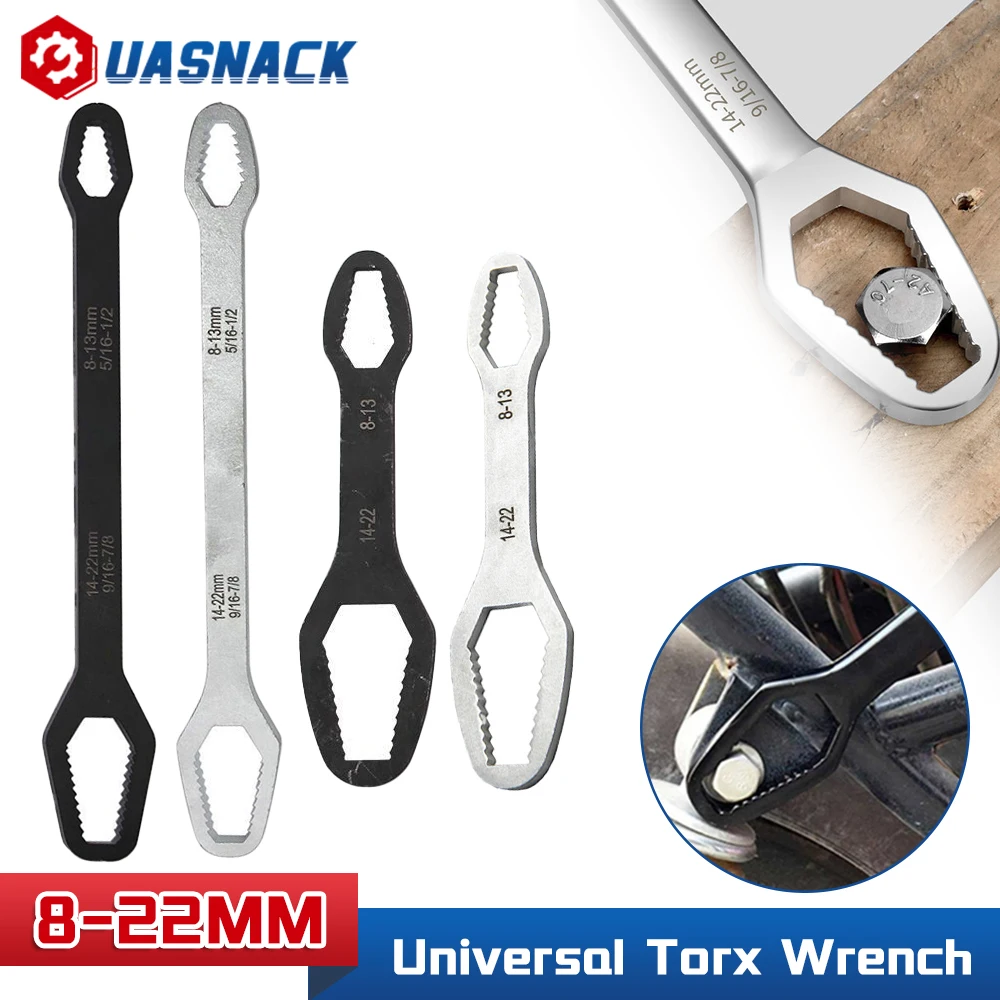 

8-22mm Universal Torx Wrench Self-tightening Adjustable Glasses Wrench Board Double-head Torx Spanner Hand Tools for Factory