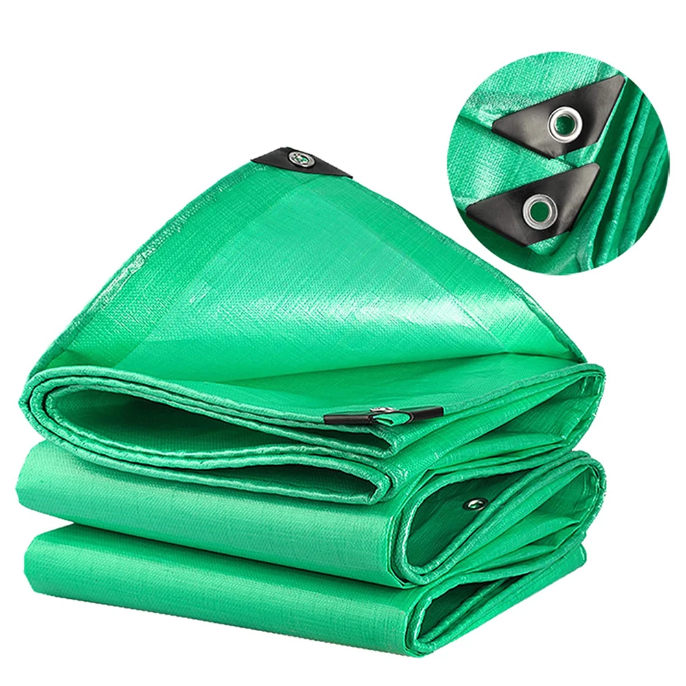 Heavy Duty Tarp Tarpaulin Reinforced Eyelets Thick PE Tarpaulin Waterproof Green Tarp Sheet Resistant Cover Tarp for Camping