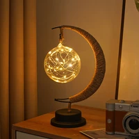 moon mood night light line rattan hemp rope wrought iron light home bedroom light living room decor sleeping lantern night lamp