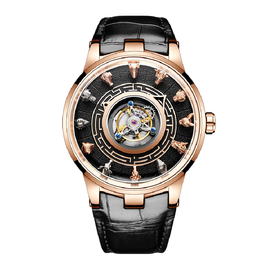 

Haofa Center Tourbillon Watch 3D Chinese zodiac Animal Sculpture Manual Tourbillon Sapphire Waterproof Limited Watches Men 2000