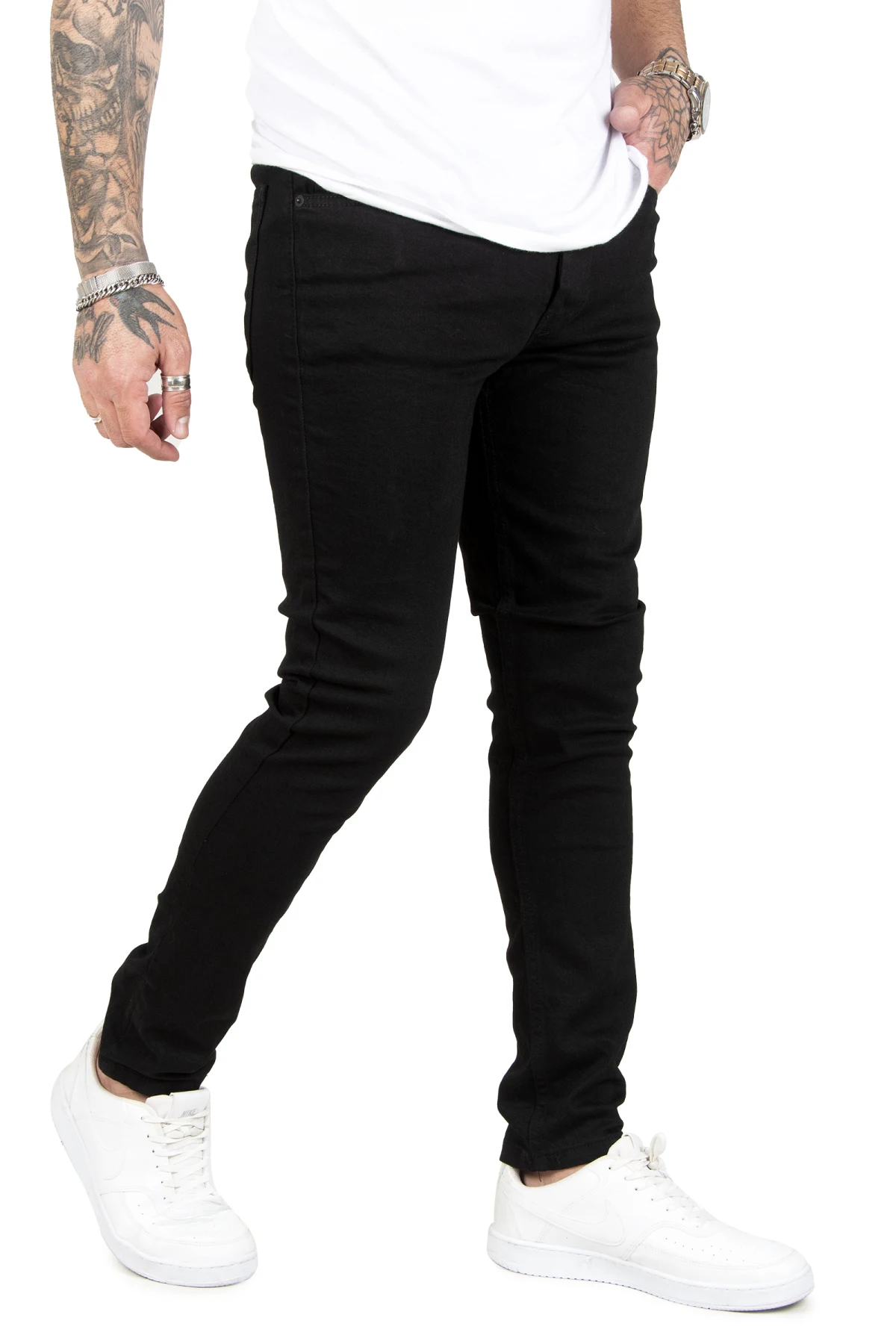 DeepSEA narrow cut lycra buttoned men jeans 1911964