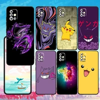 pikachu pokemon ghost listening for samsung s21 s20 fe a50 a30 a73 a71 a53 a52 a51 a33 a32 a22 a03 s a02s a31 black phone case