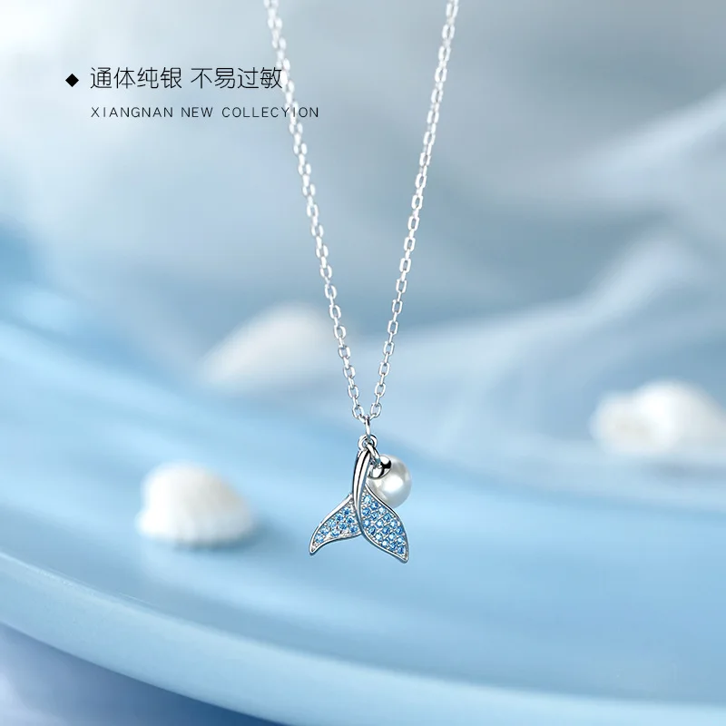 

Женское украшение с голубым рыбьим хвостом, из серебра 925 пробы