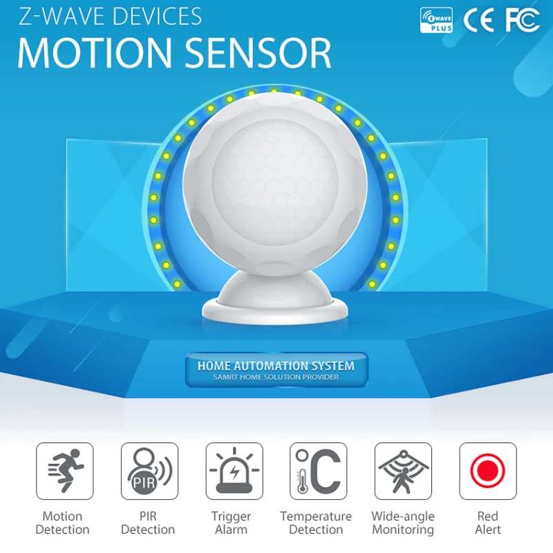 

Z-wave Plus PIR Motion Sensor With Temperature Detection Human Body Movement Detector EU 868.4MHz Alarm System Automation