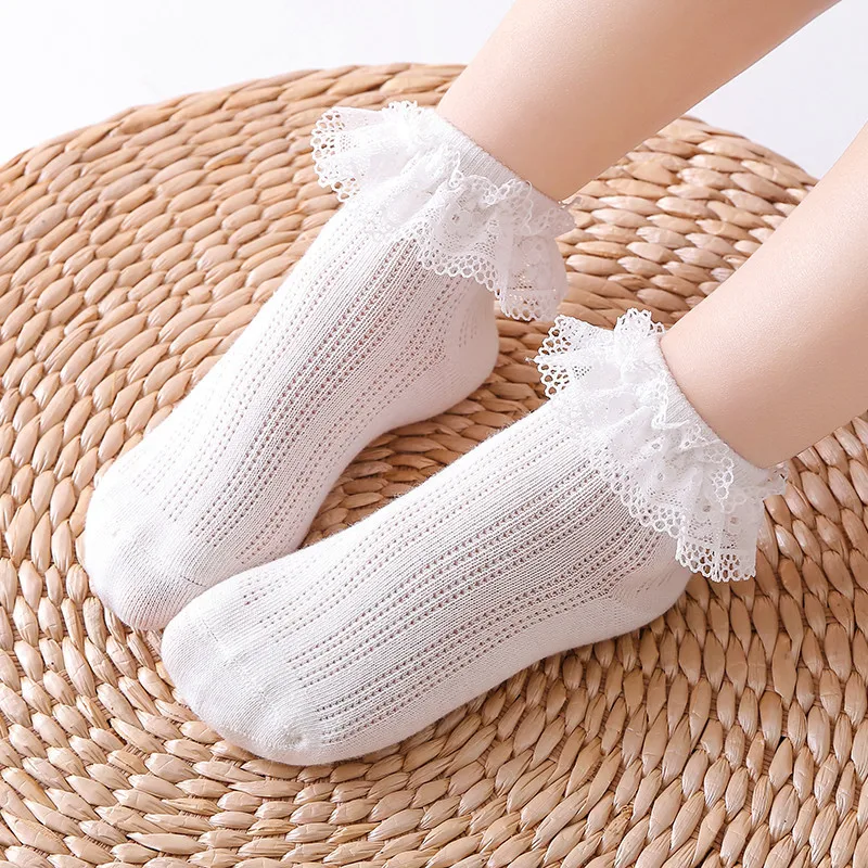 

New Spring Summer Lace Socks for Girls Cotton Mesh Solid Color Princess Socks for Baby Newborn Infant Toddler Kids Socks 0-12Y