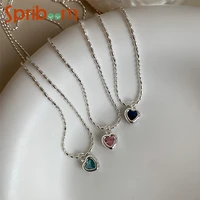 2022 zircon heart pendant necklaces for women girls sweet clavicle chain necklace korean jewelry party temperament accessories