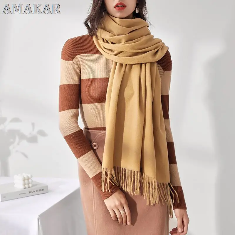 

Осень 2021, новинка, мягкая теплая тонкая длинная шаль с кисточками для женщин и девушек, Женская шаль, мужской шарф