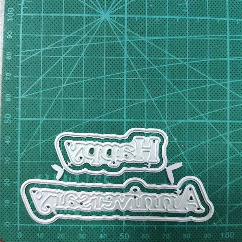 

Metal Cutting Dies Cut Die Happy Anniversary Letters Scrapbooking Paper Knife Mould Blade Punch Steencils