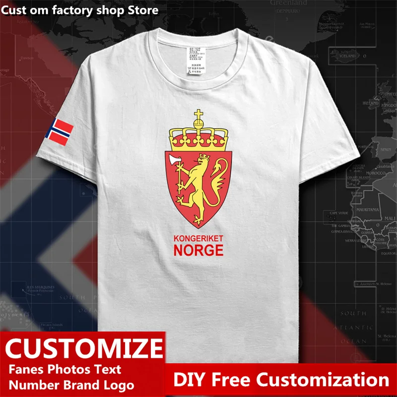 Норвежская хлопковая Футболка Norge изготовленная на заказ футболка для фанатов с