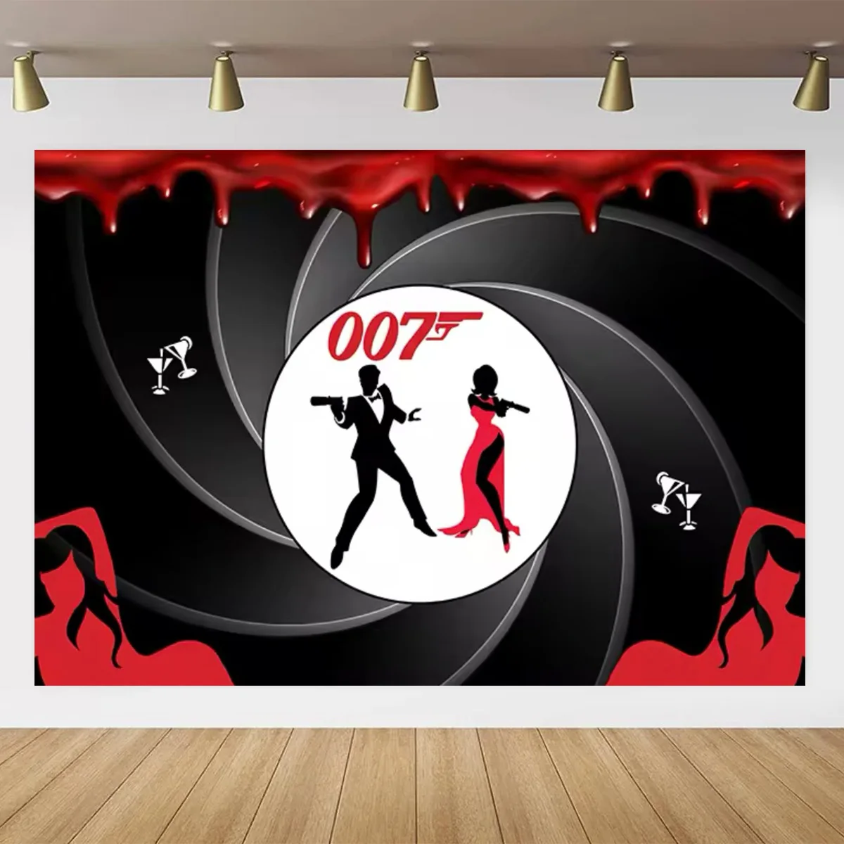Фон для шпионской вечеринки 007 черно-белый фон с галстуком костюма детский день