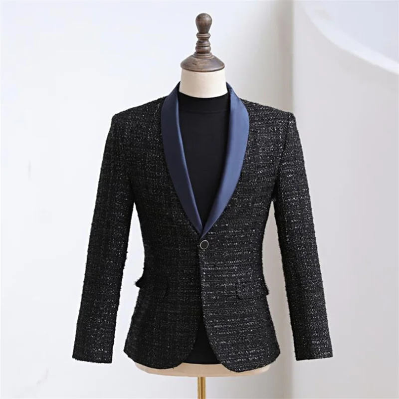 

Blazers Mens Suits New Korean Jackets Singer Stage Fashion Black Terno Masculino Completo Trajes Elegantes Para Hombre Clothes