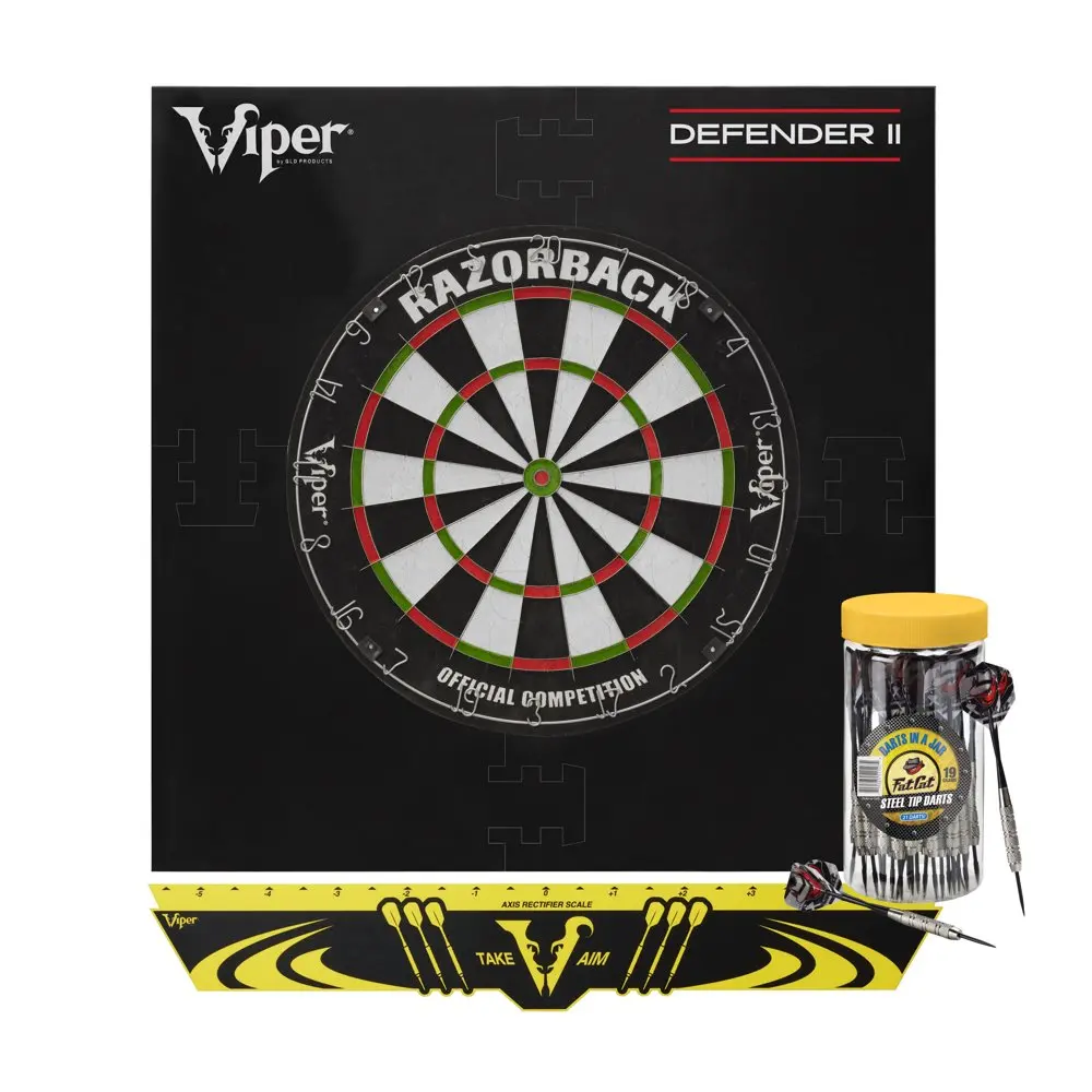 

Razorback Dartboard, Defender II Surround, Jar of 20 Darts and Throwline