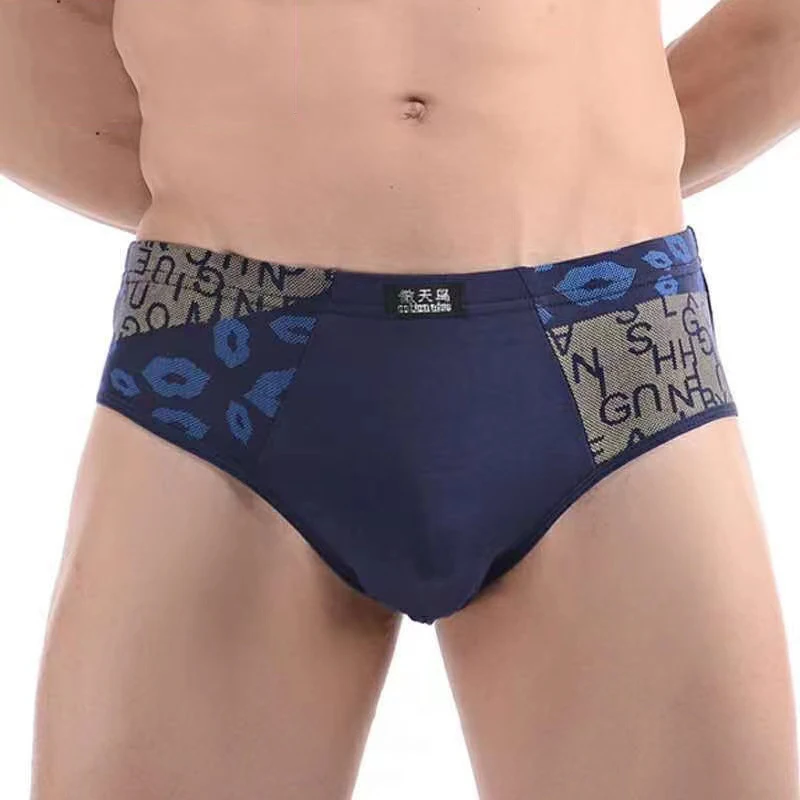 4pcs/Lot Men's Underwear Briefs Modal Mid Waist Panties Comfortable Breathable Men Underpants Soft Printed Briefs