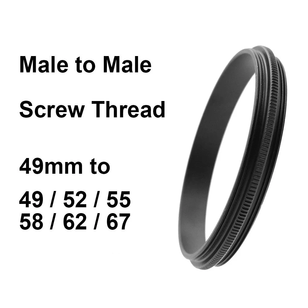 Screw Thread Male to Male Adapter 49mm - 49 / 52 / 55 / 58 / 62 / 67 mm thread pitch 0.75mm Macro Photography Mount Adapter Ring