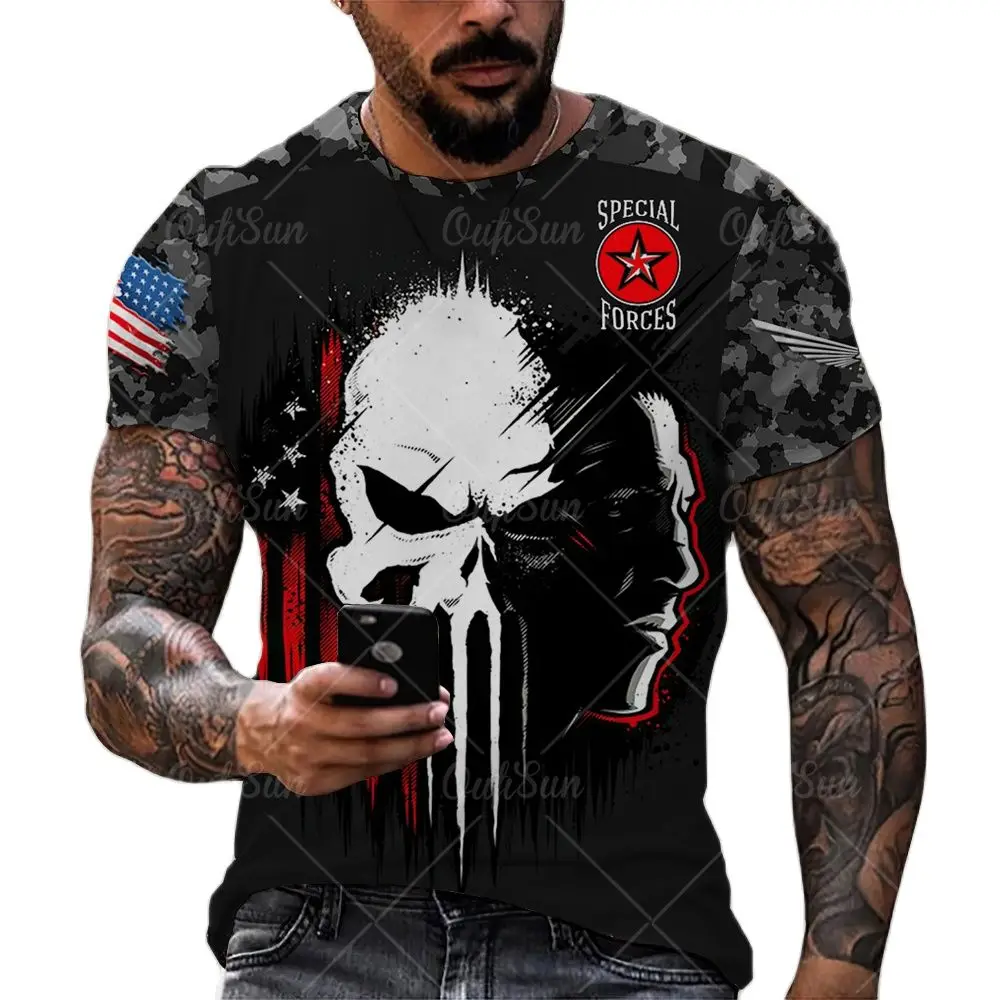 

2023Fashion Soldier Army Veteran 3D Print Men's T-shirts Summer Loose O-Neck Short Sleeve Casual Oversized t-shirt Clothing Tops