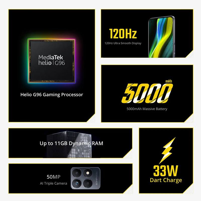 global version realme narzo 50 helio g96 smartphone android telephone 120hz display mobile phones 5000mah battery 50mp camera free global shipping