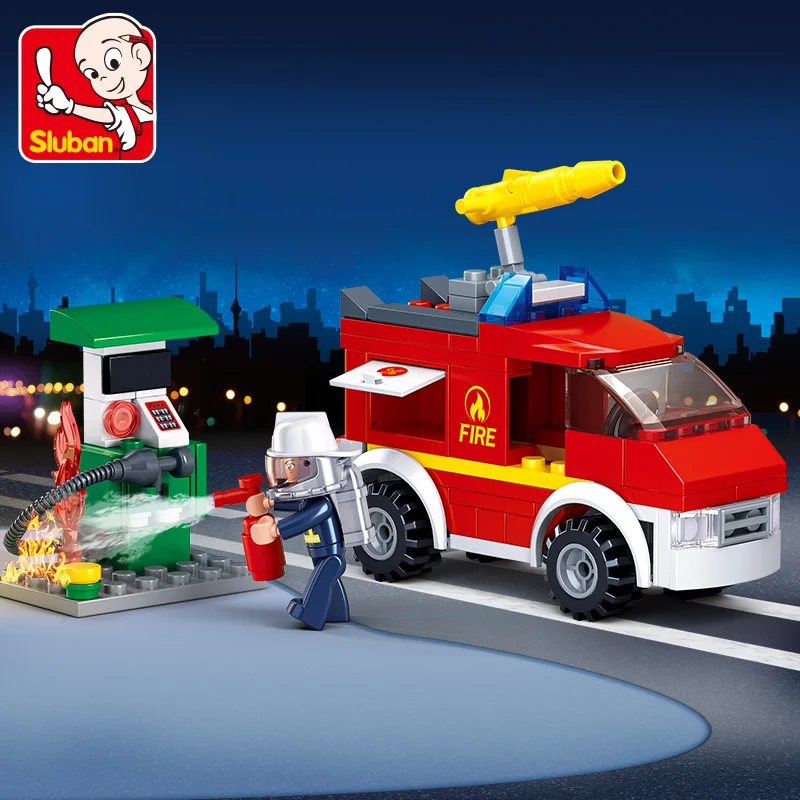 

Sluban Building Block Toys Fire Control B0623 Emergency Fire Truck 136PCS Bricks Fighting Car Compatbile With Leading Brands