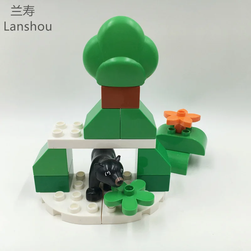 Большие строительные блоки серия лесных растений цветок трава дерево уличное