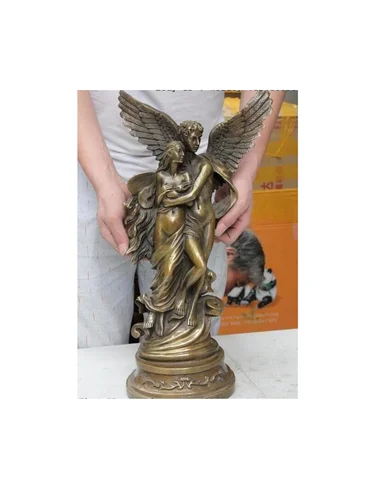Западное арт-деко бронзовая телесная Белль женщина ангел мальчик крыло танцевальная Художественная Скульптура творческое украшение