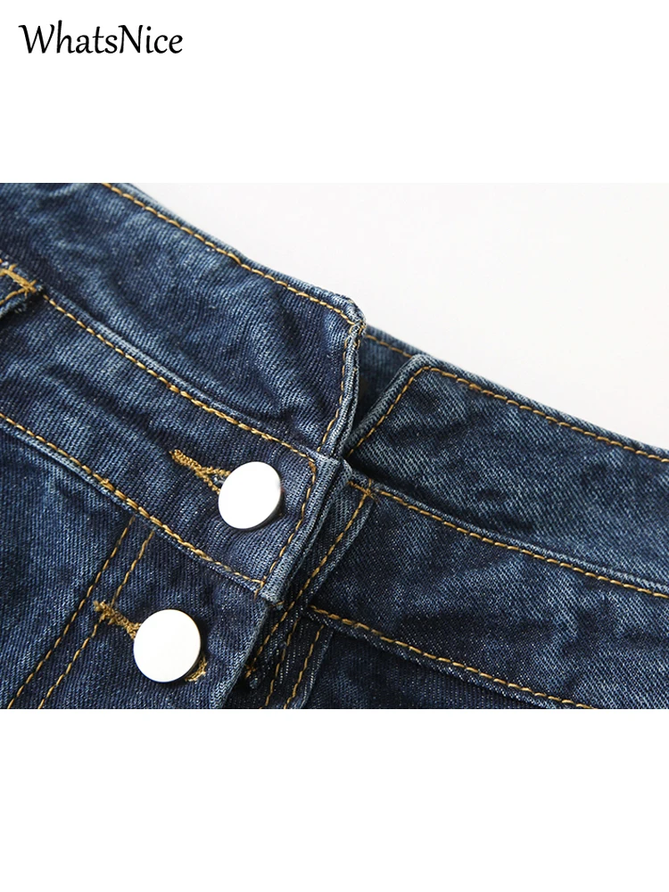 Юбка женская джинсовая ассиметричная на пуговицах модная Повседневная Длинная
