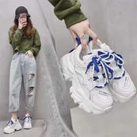 genuine leather womens breathable sneakers ladies mesh white flats vulcanized shoes female air mesh chunky casual walking shoes