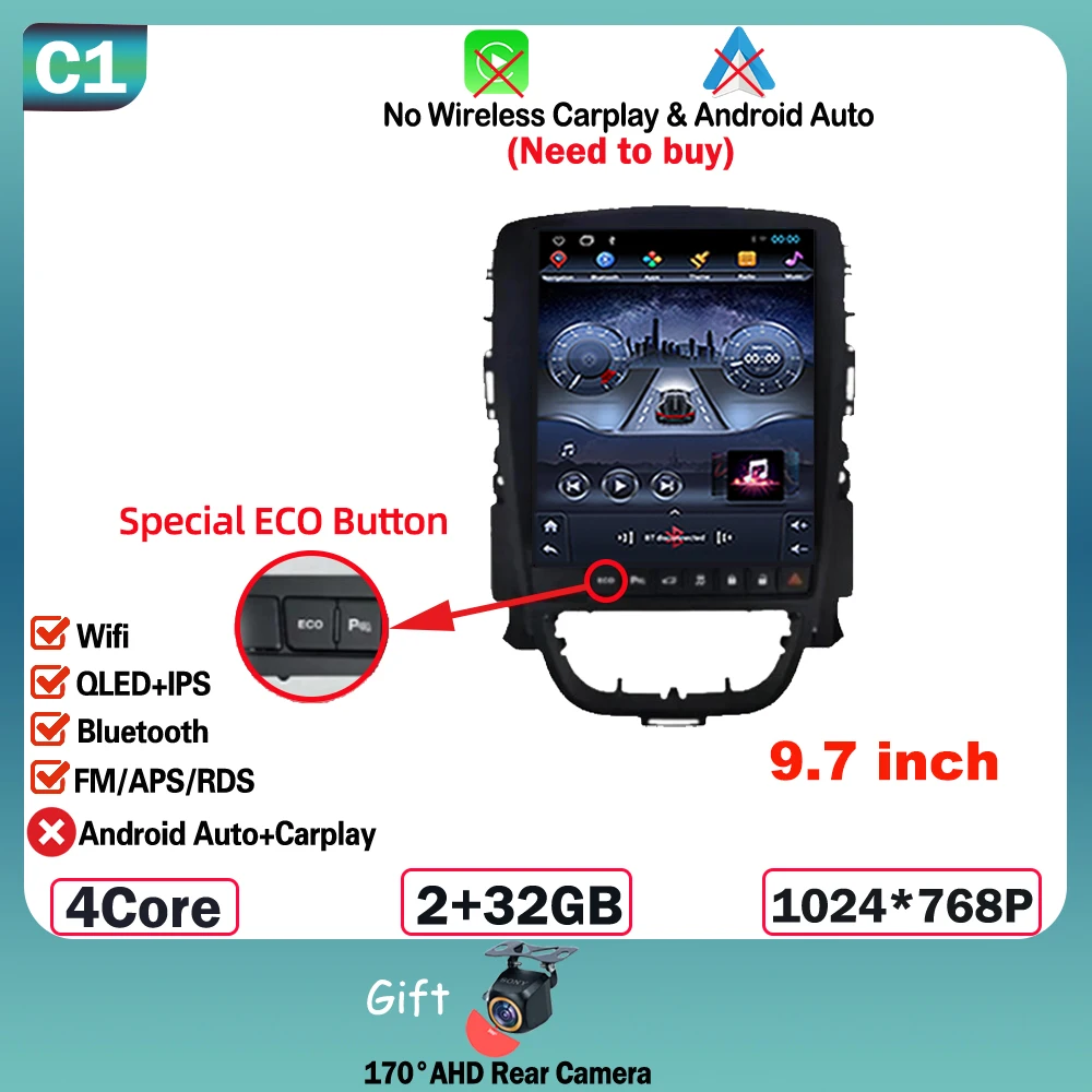 

9,7-дюймовый Android 15 для Opel Astra J 2009-2015, автомобильный радиоприемник, мультимедийный видеоплеер, GPS Tesla, модель беспроводной android, авто WIFI 4G