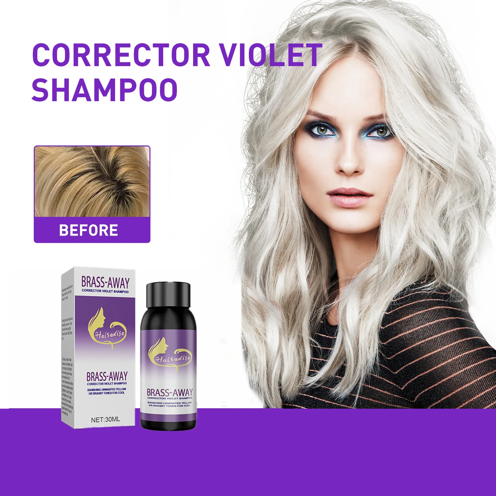 Gray Color Fixing Shampoo Fading Yellow Fading Yellow Shampoo After Bleaching Gray Hair Care Lock Color Fixing  Champú