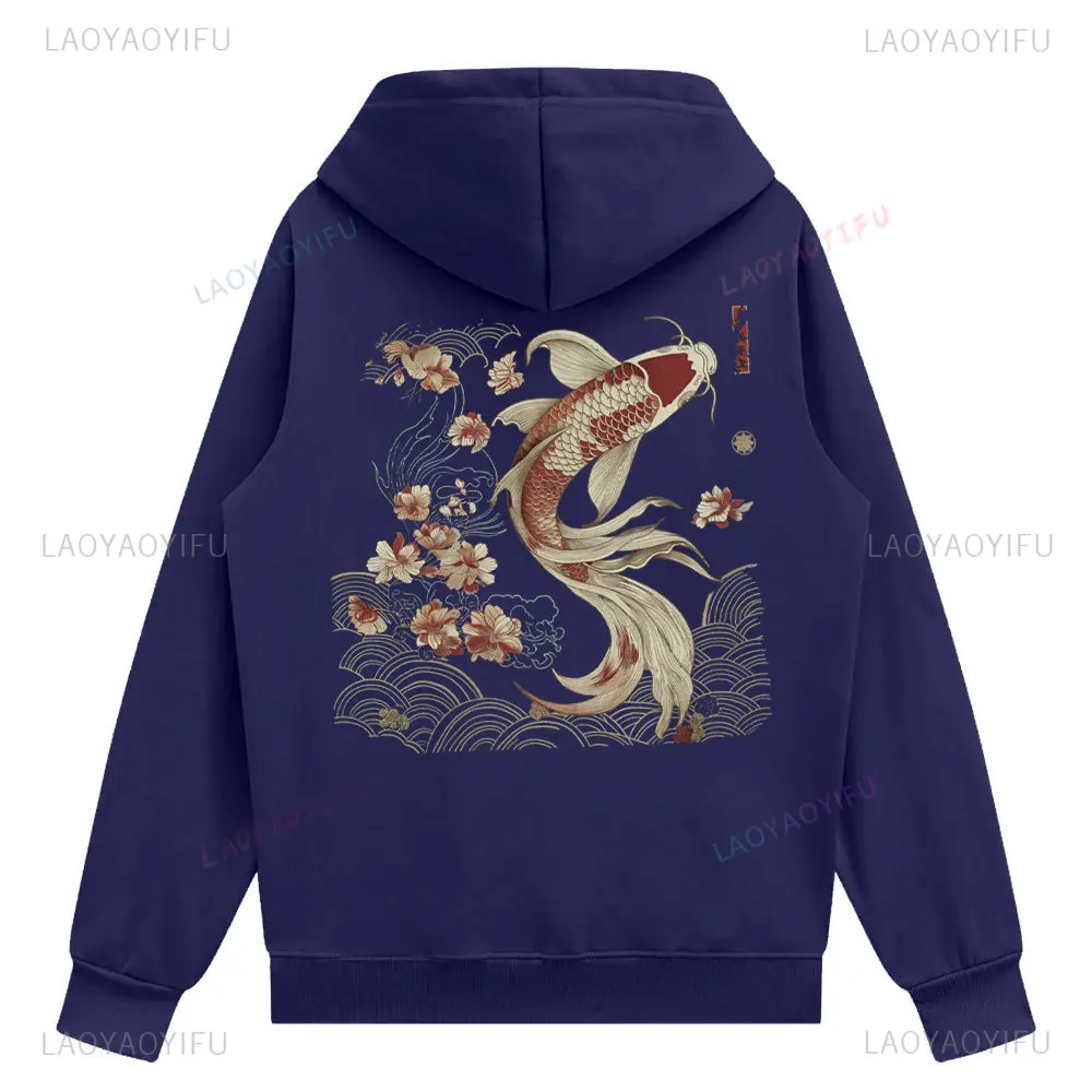Винтажная японская толстовка с капюшоном в виде рыбы кои морское животное