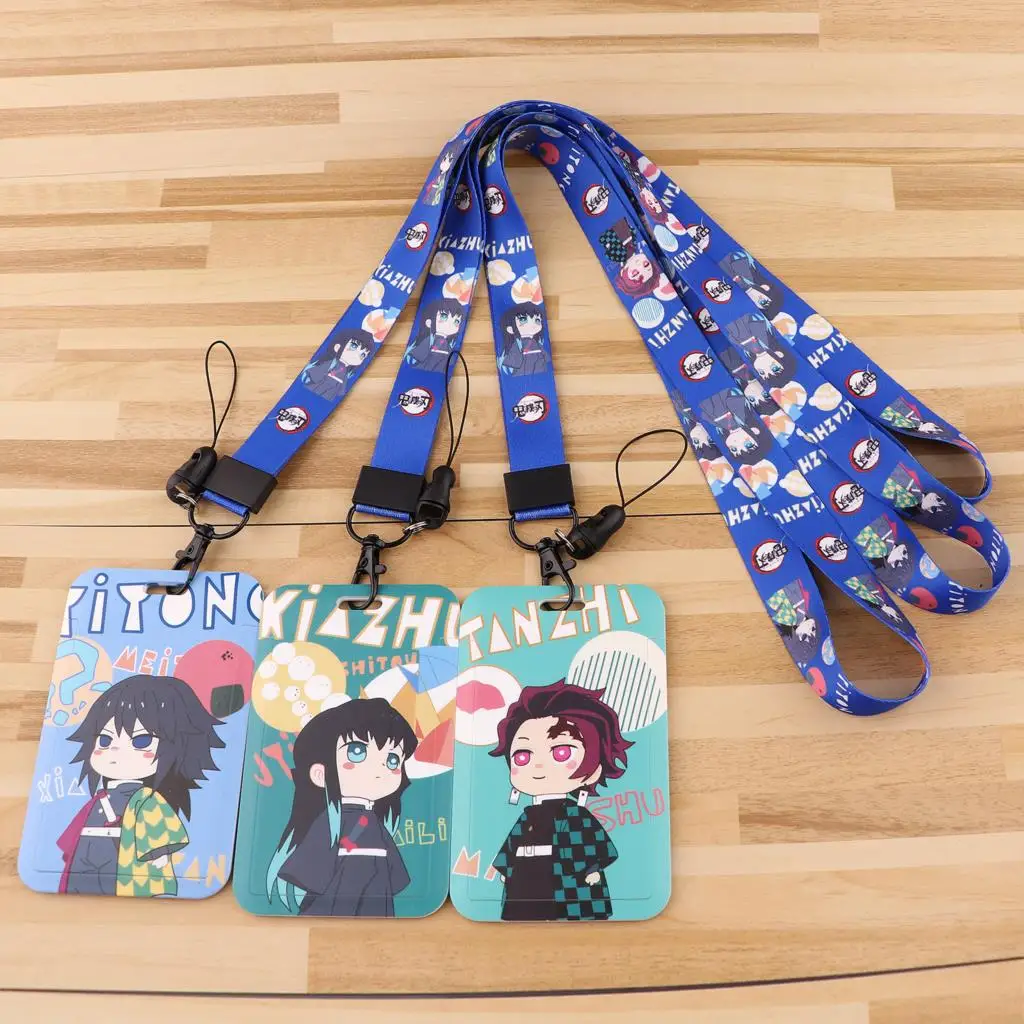 

Demon Slayer Lanyards Japanese Anime Keys Chain ID Credit Card Cover Pass Phone Charm Neck Straps Badge Holder Key Ring Gifts