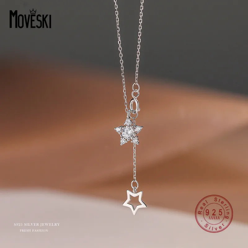 

MOVESKI 925 Sterling Silver Korean High Quality Star Necklace Women Creative Temperament Birthday Gift Jewelry