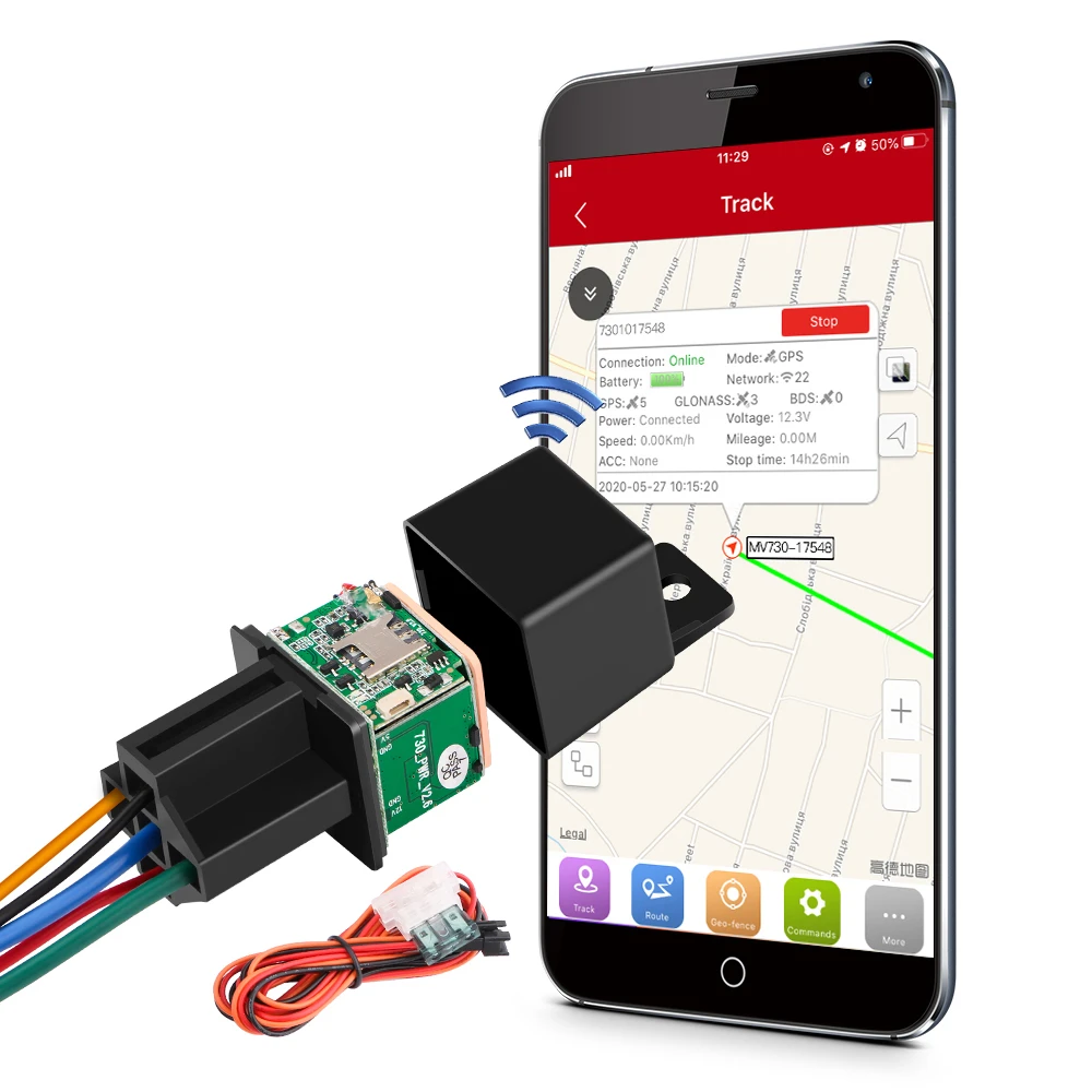 

B-MUJI Store Relay GPS Tracker Car Tracker 10-40V Cut Off Fuel ACC Tow Alarm Car Locator Vibration Overspeed Alert Free APP