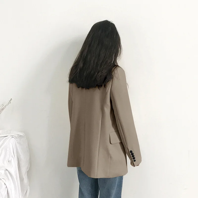 Fashion White Long Sleeve Blazers for Woman Ulzzang Single Breasted Suits Jackets Ladies Solid Loose Office Coats Female Tops