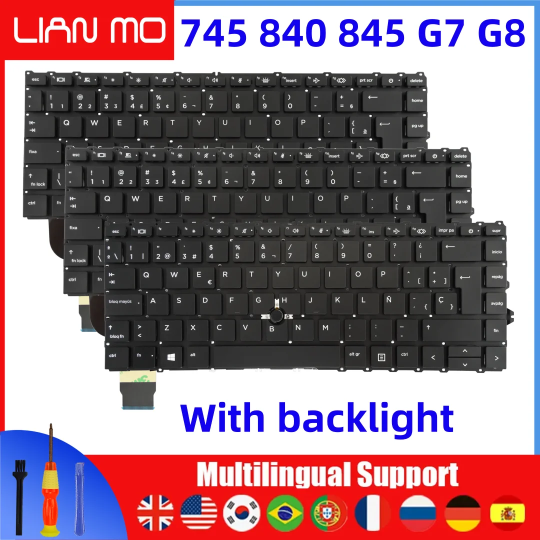Клавиатура ноутбука French/Latin Language/Romania/Portugal подходит для HP 840 G7 G8 845 745 zbook14