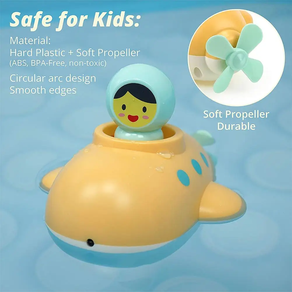 Wind-up Moving Boat With Spinning Rear Propeller Squirt Bath Toy For Kids Baby Shower Set Bathtub Toy Baby Water Toys