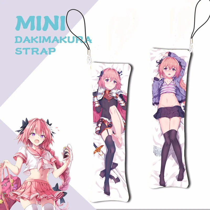 

Anime Mini Dakimakura Fate Grand Order FGO Astolfo Keychain Pillow Hanging Ornament Phone Strap 3x10cm